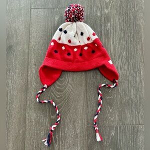 The Beaufort Bonnet Company Red and Cream Pom-Pom Beanie